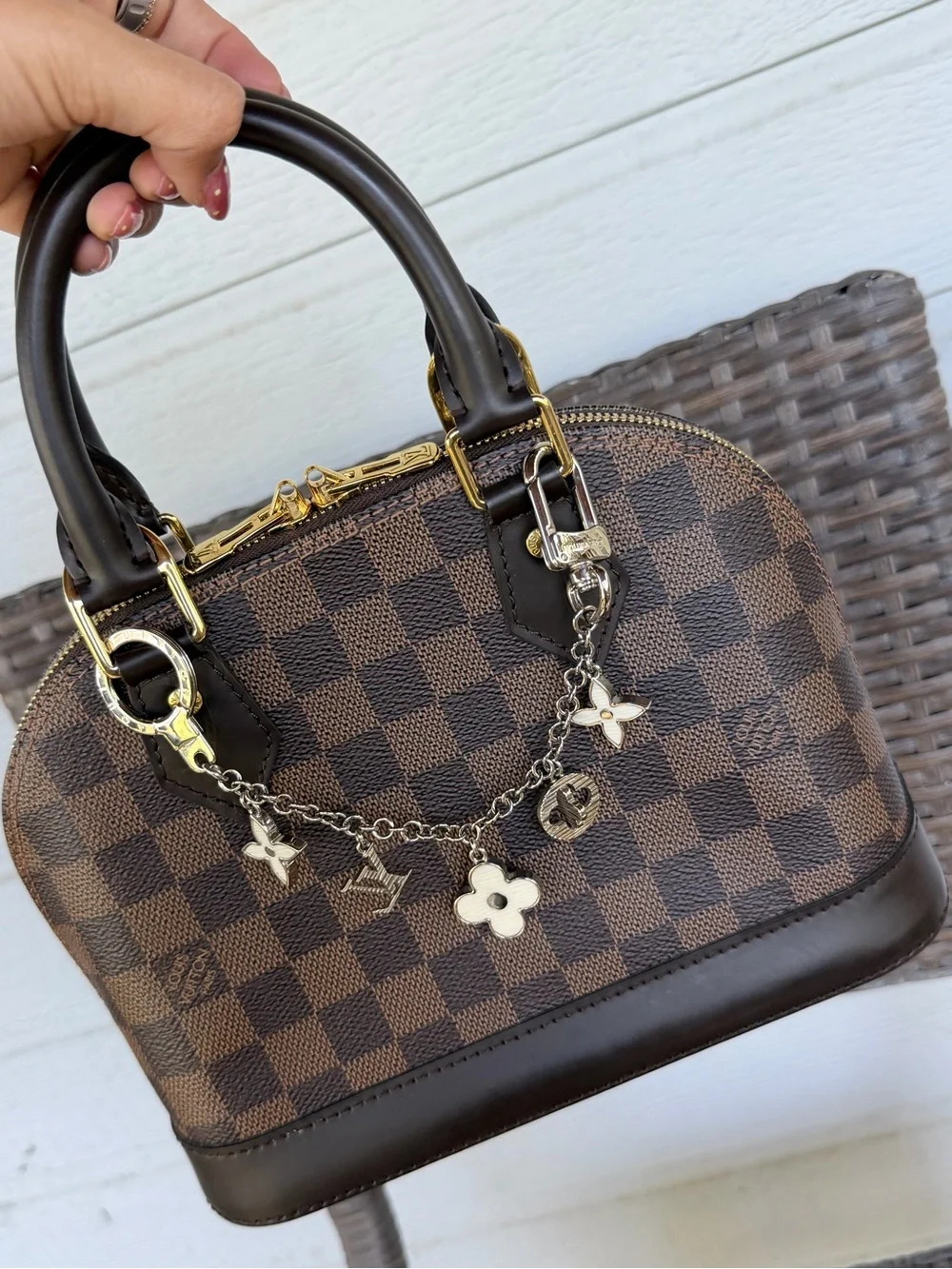 Authentic LV Fleur D Epi Bag Charm and Key Holder